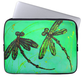 Funda Para Portátil Dragonflies Gorgeous Green & Turquoise Twist
