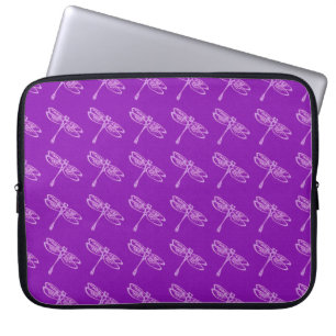 Funda Para Portátil Dragonflies, orquídea pálida sobre púrpura profund