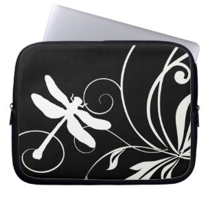 Funda Para Portátil Dragonfly blanco y negro
