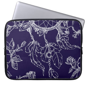 Funda Para Portátil Dreamcatcher con lace azul de la marina moderna