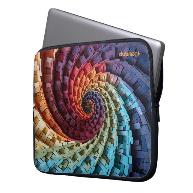 Funda Para Portátil Dubman Design: Fibonacci Rainbow Trippy Spiral (Anverso izquierdo)