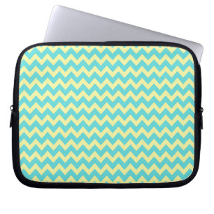 Funda Para Portátil Dulce Patrón de Chevron Azul Teal Pálido y Amarill