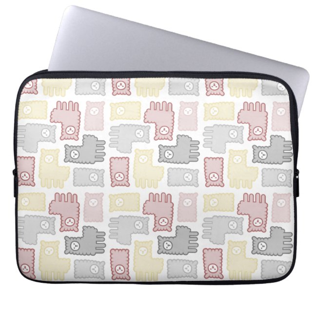 Funda Para Portátil Dulce Patrón de Rompecabezas de Llama Pastel (Frente)