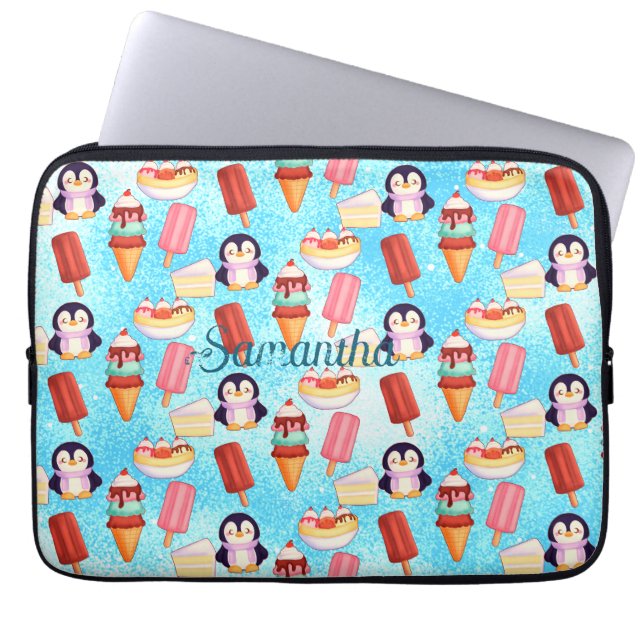Funda Para Portátil Dulces de helado de pingüino (Frente)