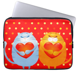 Funda Para Portátil Dulces gatos enamorados, manga de laptop