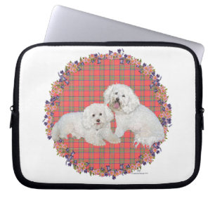 Funda Para Portátil Dúo de Bichon Frise a Cuadros
