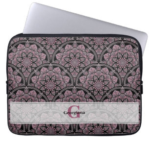 Funda Para Portátil Dusky Rosa floral Fronds Mandala