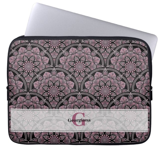 Funda Para Portátil Dusky Rosa floral Fronds Mandala (Frente)