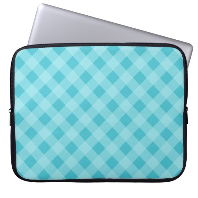 Funda Para Portátil Dusty Aqua Gingham Laptop Sleeve (Frente)