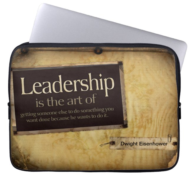 Funda Para Portátil Dwight Eisenhower Inspiradora cita "Liderazgo" (Frente)