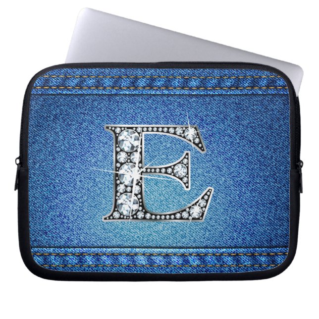Funda Para Portátil E "Diamante" Denim Stitching Electronics Bag (Frente)