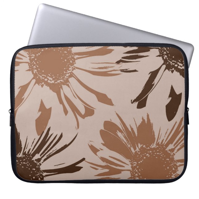 Funda Para Portátil Earthy Brown Gerbera Flowers (Frente)