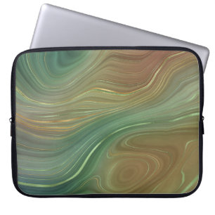 Funda Para Portátil Earthy Strata Agitación de oro verde esmeralda m