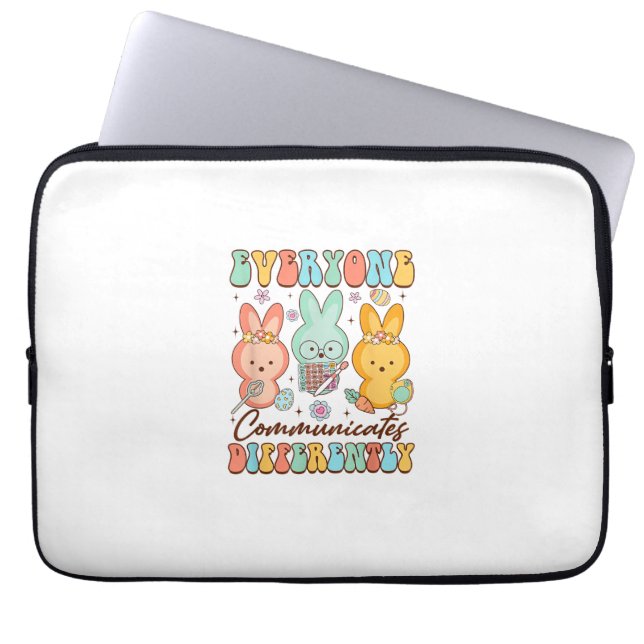Funda Para Portátil Easter Speech Therapy SLP Everyone Communicates Di (Frente)