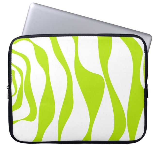 Funda Para Portátil Ebb y Flow 4 en verde limón y blanco (Frente)