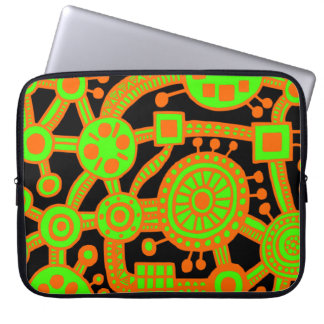 Funda Para Portátil Ecosistema III anaranjado y verde en negro