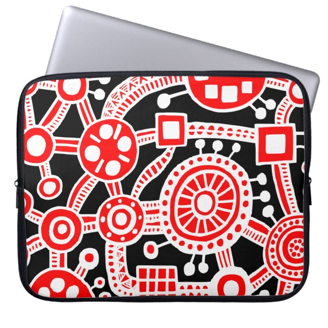 Funda Para Portátil Ecosistema III rojo y blanco en negro (Frente)