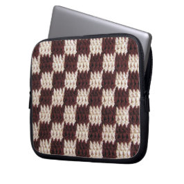Funda Para Portátil Ecru Checker Artisan Crochet Print Electronics Bag