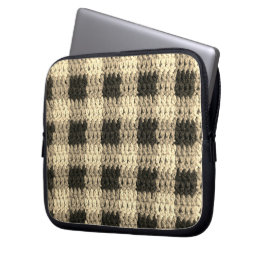 Funda Para Portátil Ecru Plaid Artisan Crochet Print Electronics Bag