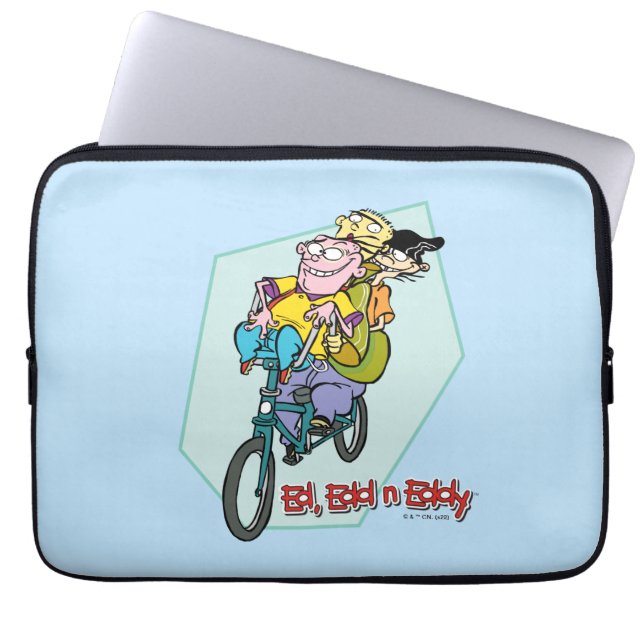 Funda Para Portátil Ed, Edd, y Eddy en una bicicleta (Frente)
