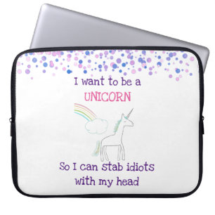 Funda Para Portátil Edgy Unicorn con arcoiris y confetti graciosos