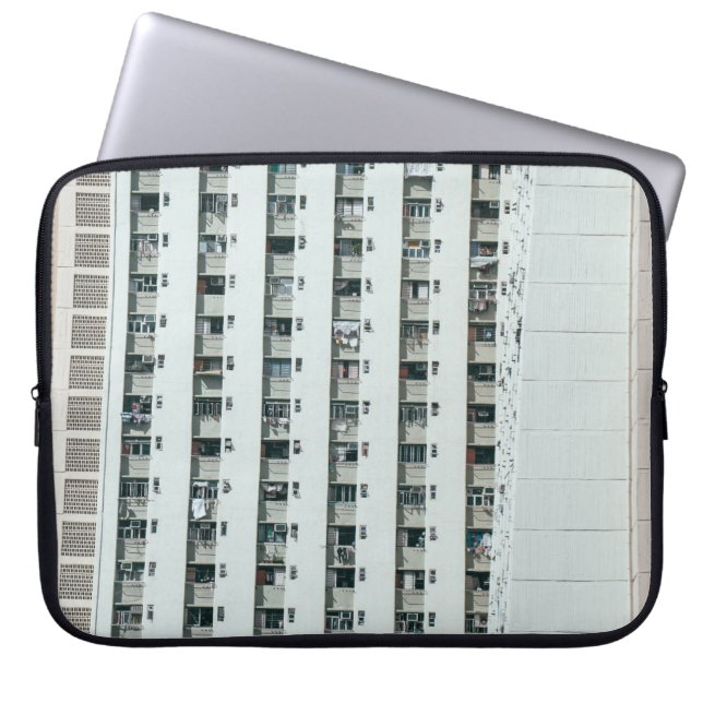FUNDA PARA PORTÁTIL EDIFICIO DE CONCRETO BLANCO Y AZUL (Frente)