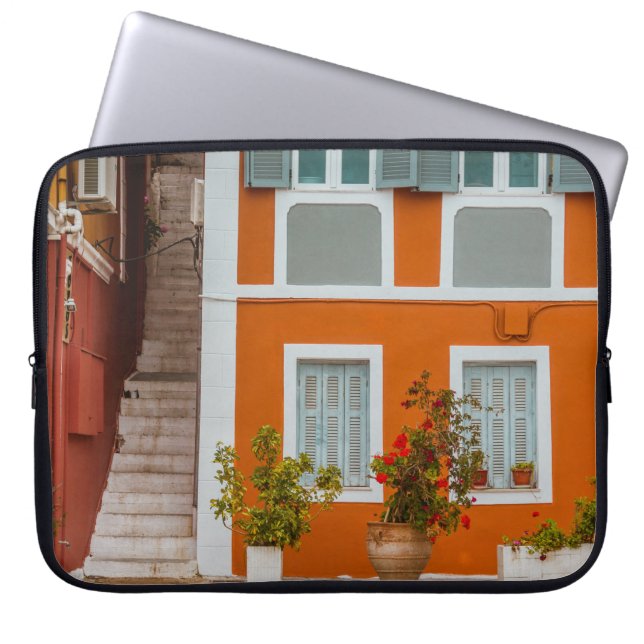 Funda Para Portátil EDIFICIO DE CONCRETO naranja BLANCO Y GRIS (Frente)