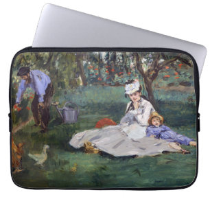 Funda Para Portátil Edouard Manet - La familia Monet en su jardín