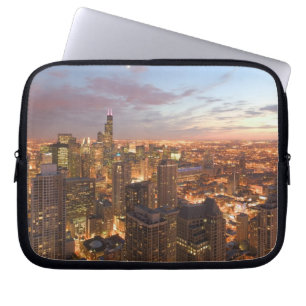 Funda Para Portátil EE.UU., Illinois, Chicago: Vista nocturna del bucl