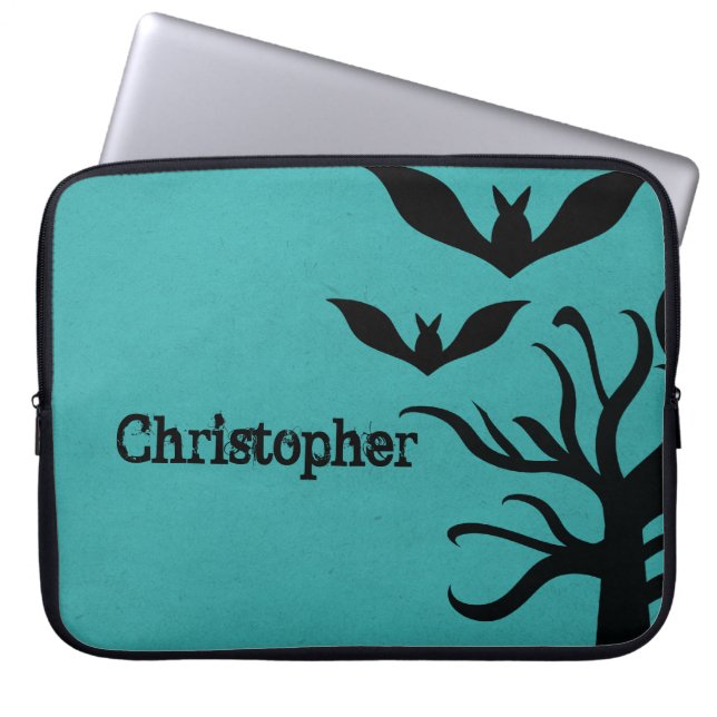 Funda Para Portátil Eerie Bats Electronics Sleeve, Aqua (Frente)