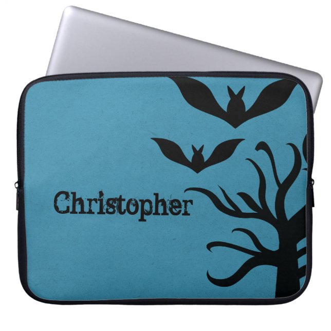 Funda Para Portátil Eerie Bats Electronics Sleeve, Azul (Frente)