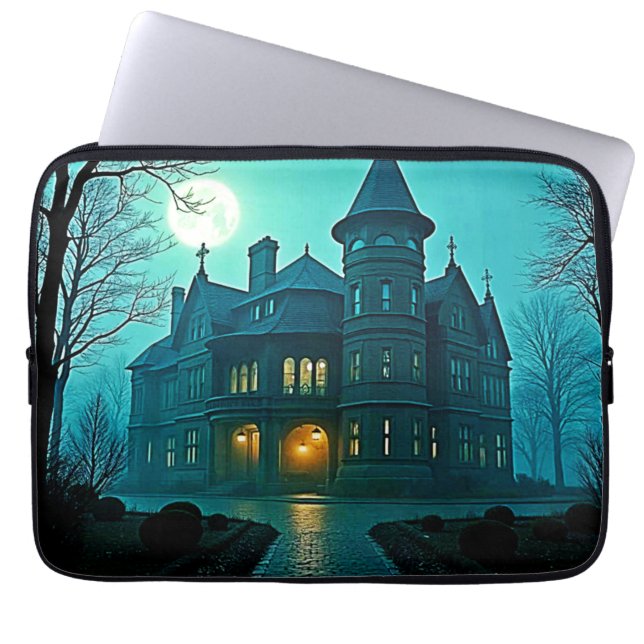 Funda Para Portátil Eerie Victorian Mansion Moonlight (Frente)