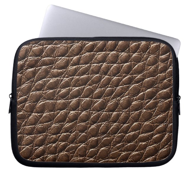 Funda Para Portátil efecto de patrón de cuero marrón (Frente)