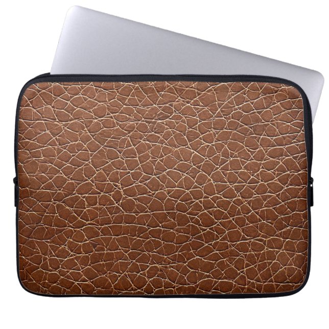 Funda Para Portátil efecto de patrón de cuero marrón (Frente)