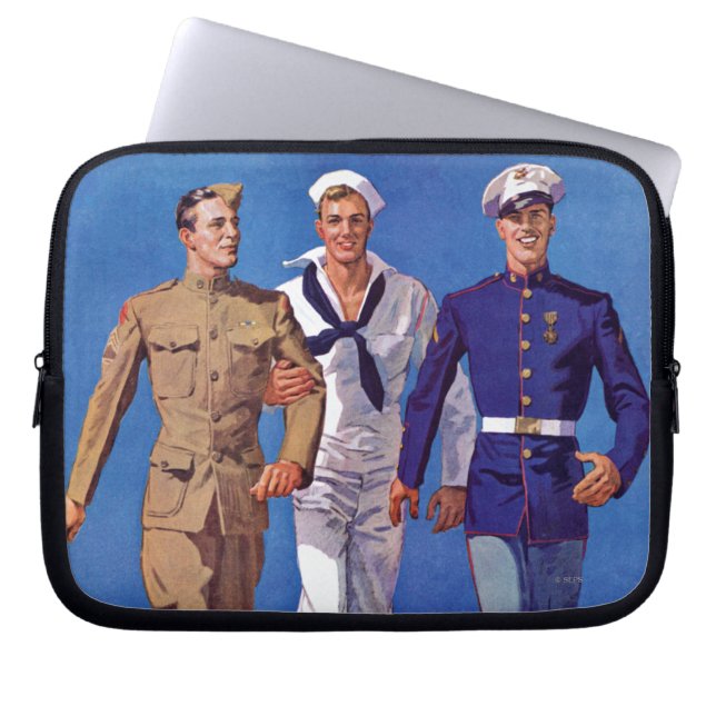 Funda Para Portátil Ejército, marina y marina (Frente)