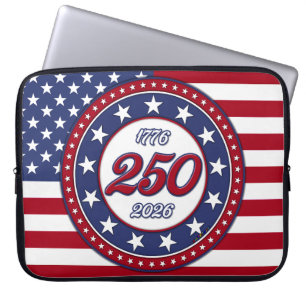 Funda Para Portátil El 250 cumpleaños de América con la bandera de EE.