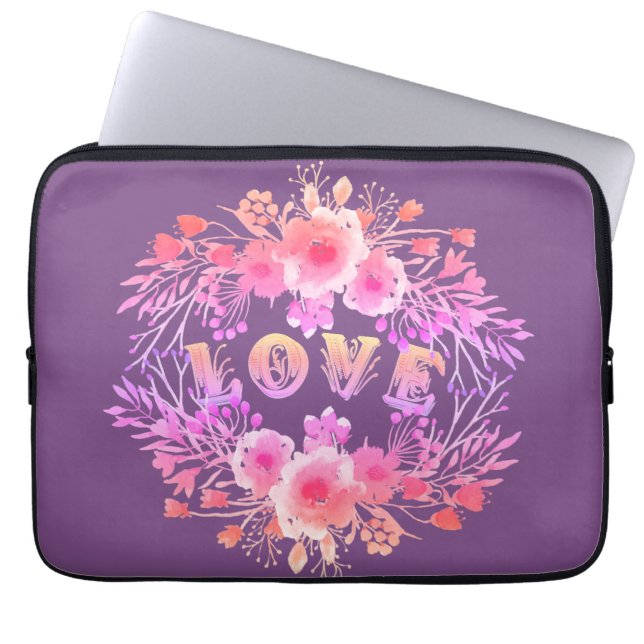 Funda Para Portátil El amor morado en las flores acuáticas (Frente)