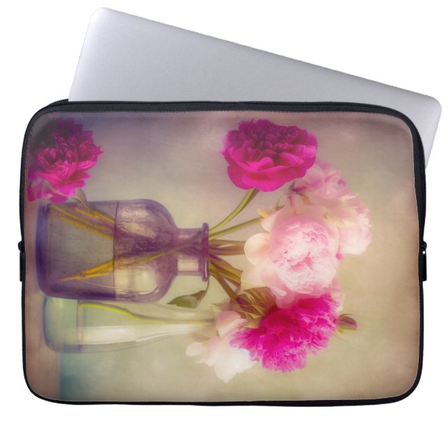 Funda Para Portátil El antiguo Bouquet Peony en las jaulas de vidrio (Frente)