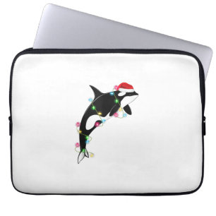 Funda Para Portátil El asesino de Orca de la ballena Santa Hat Navidad