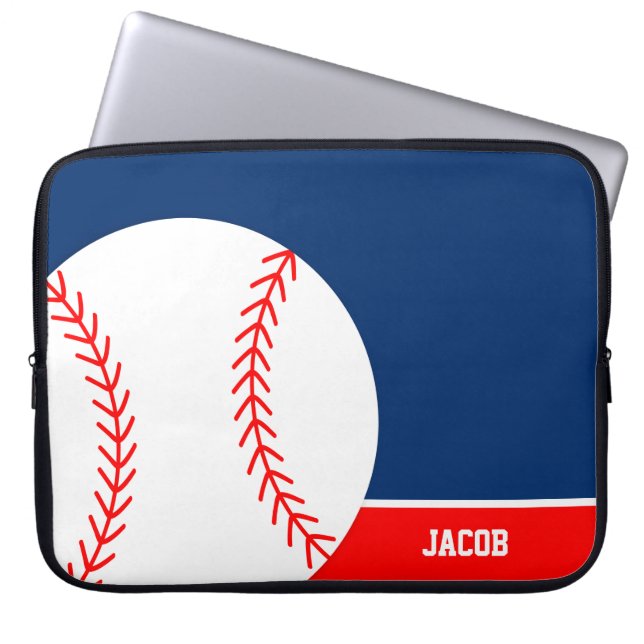Funda Para Portátil El béisbol rojo azul personalizado (Frente)