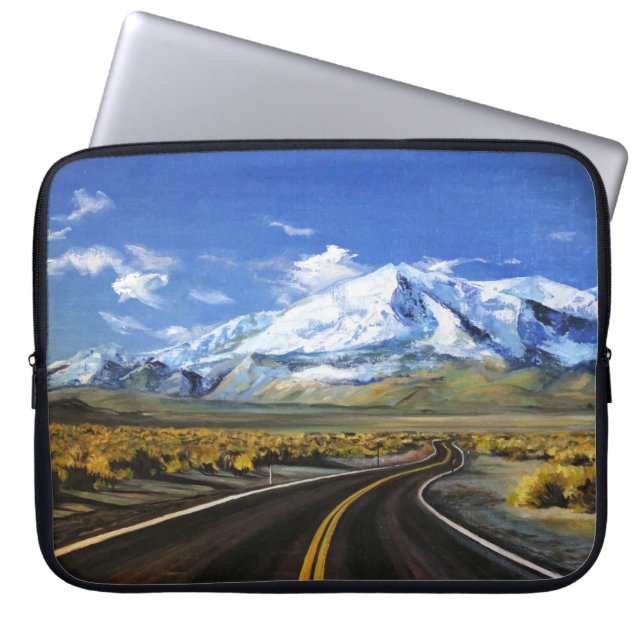 Funda Para Portátil el camino a las montañas de aceite paintingasphalt (Frente)