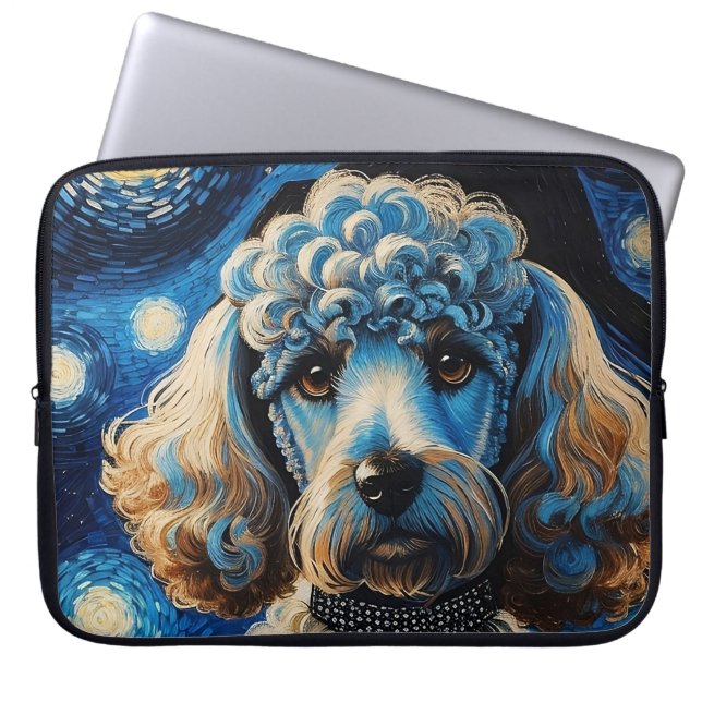 Funda Para Portátil El caniche en la noche estrellada (Frente)