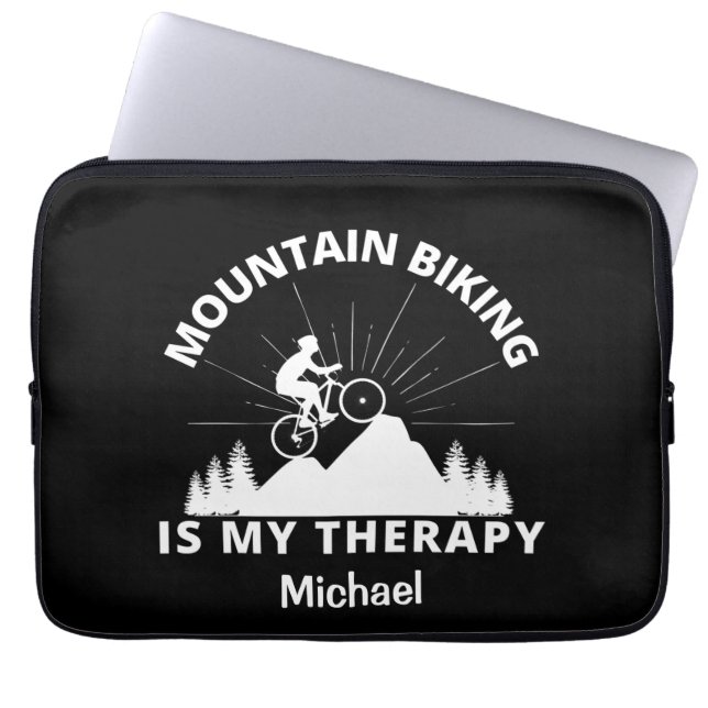 Funda Para Portátil El ciclismo de montaña es mi terapia (Frente)