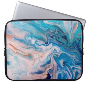 Funda Para Portátil El conjunto de mármol abstracto mixto azul y blanc