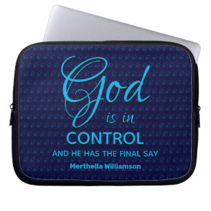 Funda Para Portátil EL CONTROL ESTÁ EN EL DIOS Inspirador AZUL