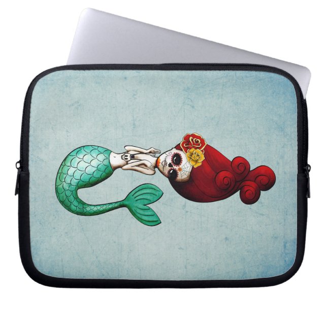 Funda Para Portátil El Dia de Muertos Mermaid (Frente)