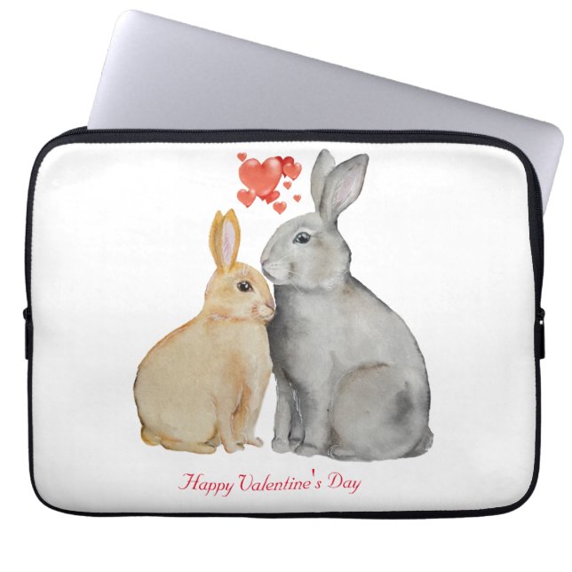 Funda Para Portátil El día de San Valentín Conejo Cute (Frente)