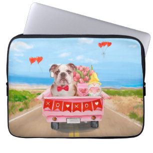 Funda Para Portátil El día de San Valentín de Bulldog inglés Truck Hea
