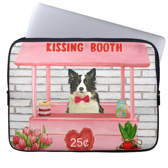 Funda Para Portátil El día de San Valentín de Perro Collie Fronterizo  (Frente)