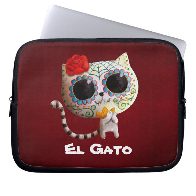 Funda Para Portátil El día del gato lindo muerto (Frente)